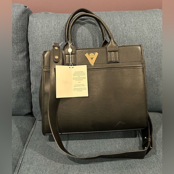 Valentino Orlandi Handbags - VALENTINO ORLANDI ITALY BLACK LARGE TOTE CROSSBODY SHOULDER BAG NWT